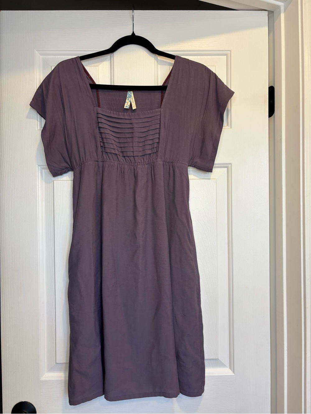 Anthropologie Lavender-Purple Square-Neck Mini Dress